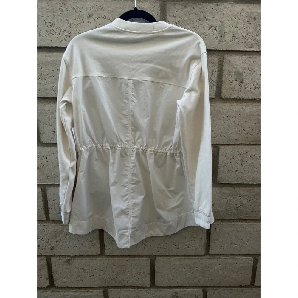 Athleta‎ Cream Drawstring Waist Sweatshirt Crewneck Long Sleeve Top XS